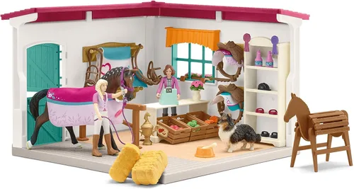 Miniatura 5 de Schleich Horse Club - Juego de 67 piezas de Sofia's Tack Shop con figura de caballo de juguete, 2 figuras de acción posables y accesorios, juguetes
