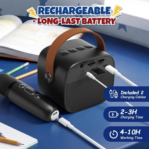 Miniatura 9 de YLL Mini máquina de karaoke para niños y adultos, regalos de cumpleaños para niños de 3, 4, 5, 6, 7, 8, 9 años o más, altavoz Bluetooth portátil