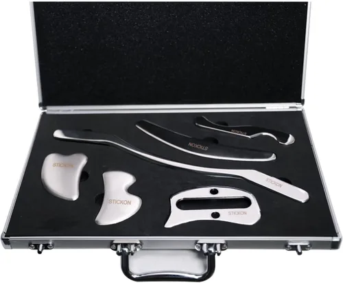 Miniatura 7 de STICKON Juego de herramientas de raspador muscular Gua Sha de acero inoxidable, herramienta de masaje raspador, herramienta de raspador de masaje