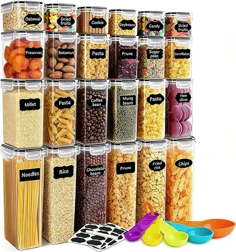 Miniatura 18 de 2 recipientes grandes de almacenamiento de alimentos de 6.5 litros/220 onzas, recipientes herméticos de plástico sin BPA para harina, azúcar