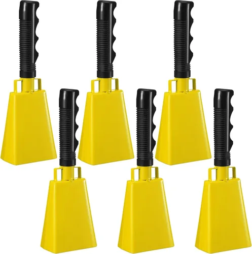 Miniatura 10 de 6 Pcs 10 Inch Cowbell with Handle Cheering Bell for Sports Events Large Noise Makers Cow bells Loud Cowbell Bulk for Football Games Party Chimes