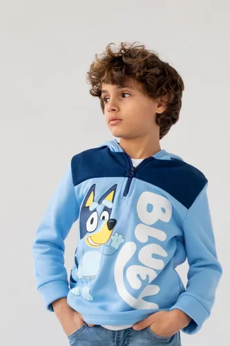 Miniatura 3 de Bluey Sudadera con capucha de forro polar con media cremallera para niños pequeños y grandes