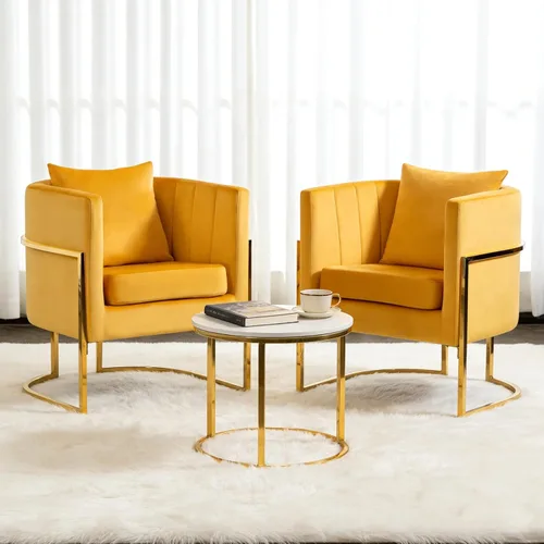 Miniatura 18 de Moderno sillón de terciopelo con almohada lumbar, silla tapizada de mediados de siglo para sala de estar, dormitorio, sofá individual, silla