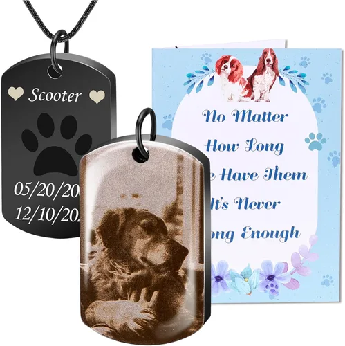 Miniatura 8 de Fanery Sue Collar personalizado para cenizas de mascotas para perros y gatos, foto y texto personalizados, regalo de condolencia, regalo de cremación