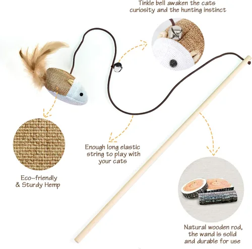 Miniatura 7 de Juguete de madera natural para gatos, 3 piezas de 16 pulgadas, palitos de hierba gatera para limpieza de dientes, ejercitador de gatos