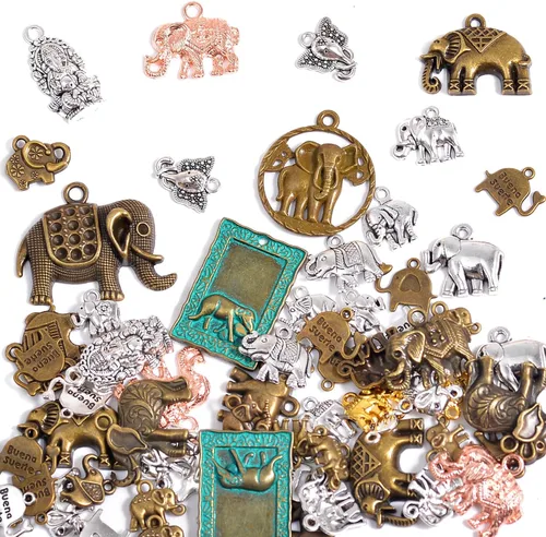 stino - 100 g de dijes colgantes de metal para hacer joyas, lote de dijes bañados en plata y oro para pulseras, collares y manualidades, dijes de