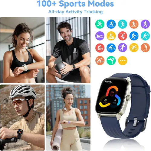Miniatura 4 de DAVIKO Reloj podómetro para hombres y mujeres, Android y iPhone, pantalla de retina de 1.85 pulgadas con respuesta/hacer llamadas, reloj inteligente