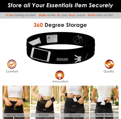 Miniatura 2 de Juego de cinturón reflectante para correr, riñonera resistente al sudor para mujeres y hombres con banda para el sudor y pulsera, bolsa de cintura