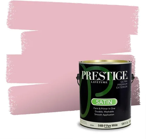 Miniatura 387 de Prestige Paints Pintura exterior e imprimación en uno, 1 galón, plano, coincidencia comparable de Valspar* Amber Rose*