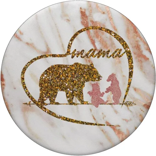Miniatura 3 de Enchufe de oro rosa con diseño de oso de mamá con 2 cubos de corazón para regalos – PopSockets agarre y soporte para teléfonos y tabletas