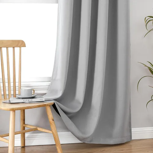 Miniatura 6 de ChrisDowa - Cortinas 100% opacas, para dormitorio, con forro negro, 2 capas gruesas, aislamiento térmico y ojales, 63 pulgadas de largo, juego de 2