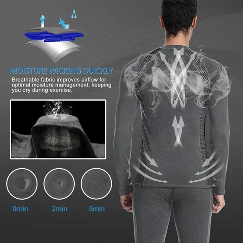Miniatura 3 de MEETWEE Paquete de 4/5 camisas de compresión térmica para hombre, manga larga, forro polar, capa base, equipo de entrenamiento de invierno