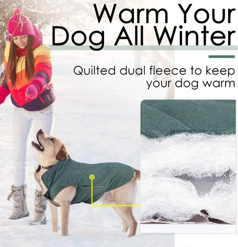 Miniatura 3 de ThinkPet - Abrigos para perros para clima frío, chaqueta de invierno reversible resistente al viento, abrigo grueso acolchado y cálido, chaleco