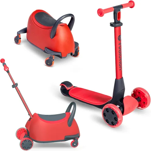 Miniatura 10 de Yvolution Y Glider Luna - Scooter con maletero y asiento de almacenamiento extraíbles, 3 en 1 con rueda de luz LED, barra de empuje de altura