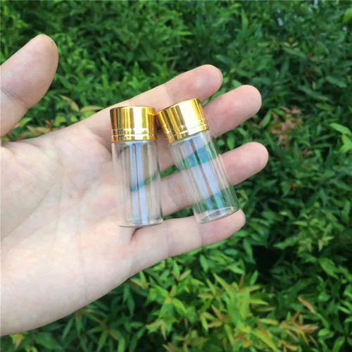 Miniatura 4 de 24 botellas de cristal de 0.3 onzas líquidas con tapas de rosca de aluminio dorado, aceite esencial vacío, azafrán, píldora, polvo, frascos