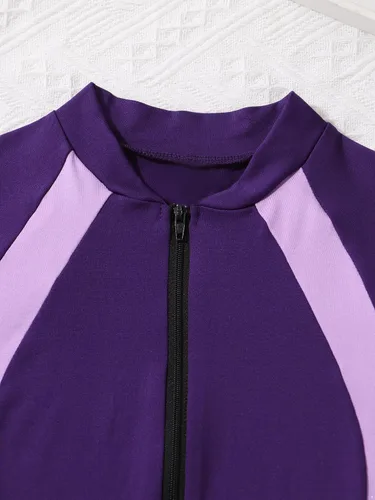 Miniatura 6 de vastwit Traje de baño de una pieza para niñas y niñas, traje de baño de manga corta con cremallera