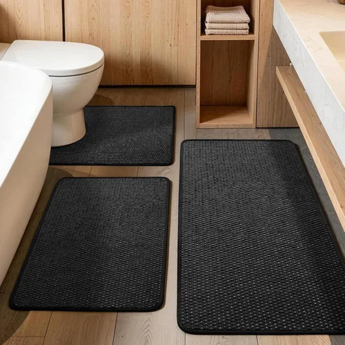 YIHOUSE Juego de alfombras de baño de 3 piezas, alfombras de baño suaves de pelo bajo, tapetes de baño delgados antideslizantes, de secado rápido,