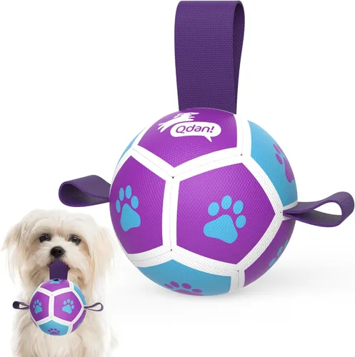 Miniatura 16 de QDAN Juguetes para perros, pelota de fútbol extragrande con correas, juguete de remolcador, juguete de agua, bolas duraderas para perros