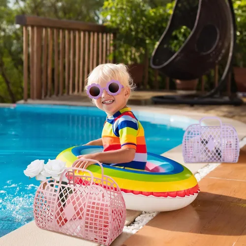 Miniatura 7 de Sweetude 6 juegos de bolsas de gelatina con lentes de sol de flores para niñas y mujeres, 6 bolsas de gelatina de plástico, bolsa de gelatina, cesta