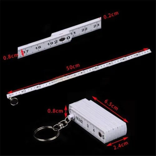 Miniatura 2 de Leadigol 2 llaveros de regla plegable, regla de plástico plegable portátil de 1.6 ft con llavero, herramienta de medición para mujeres y hombres