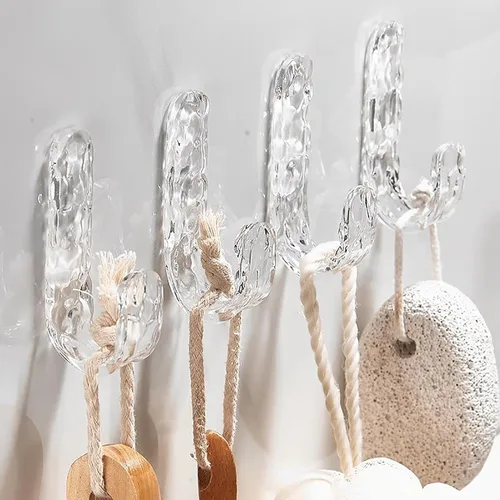 [Paquete de 10] Ganchos de pared autoadhesivos – Ganchos adhesivos de acrílico transparente para baño, cocina, oficina – Ganchos impermeables para