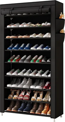 Miniatura 20 de Laiensia Organizador vertical para zapatos de 5 niveles, organizador de almacenamiento de zapatos que ahorra espacio, cubierta no tejida, estante
