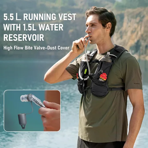 Miniatura 8 de N NEVO RHINO Chaleco para correr, chaleco de agua para correr de hidratación, 5.5 L, con bolsa de agua de 1.5 L, mochila de hidratación ligera