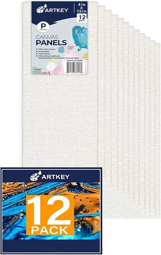 Miniatura 24 de Artkey Lienzos para pintar de 8 x 10 pulgadas, paquete de 12 unidades, 10 onzas, imprimados 100% algodón, blanco para pintura, suministros de arte