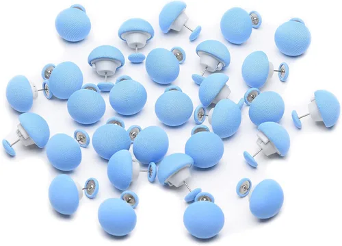 30 piezas de edredón y alfileres de cortina asequibles, para usar como rosquillas de edredón, alfileres de cortina o tapicería segura (azul redondo)