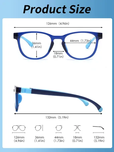 Miniatura 7 de JM Lentes de luz azul para niños, hierbas para juegos de computadora para niñas y niños de 3 a 10 años, lentes anti Blue Ray TR90
