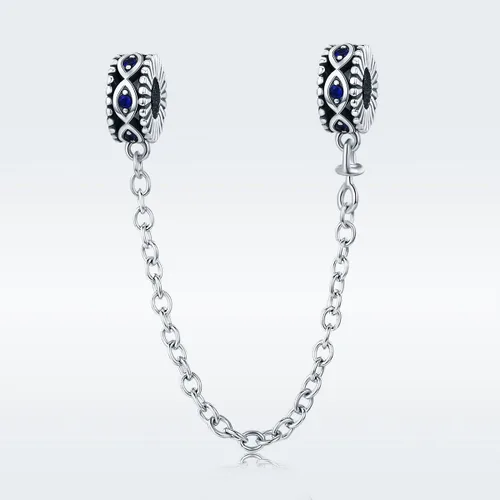 Miniatura 5 de Dije con cadena de seguridad, con corazón de plata de ley 925, compatible con pulseras y collares Pandora