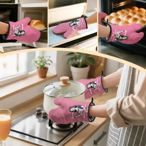 Miniatura 6 de Baking Because Murder is Wrong - Divertidos guantes de horno y soportes para ollas, divertidos guantes de cocina retro para decoración de cocina