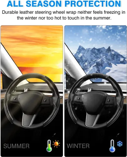 Miniatura 7 de Shademax Funda para Volante de Tesla Modelo Y/3 2017-2025 2026 (Compatible con Modelo Y Juniper 2026/ Modelo 3 Highland) Funda Protectora de Volante