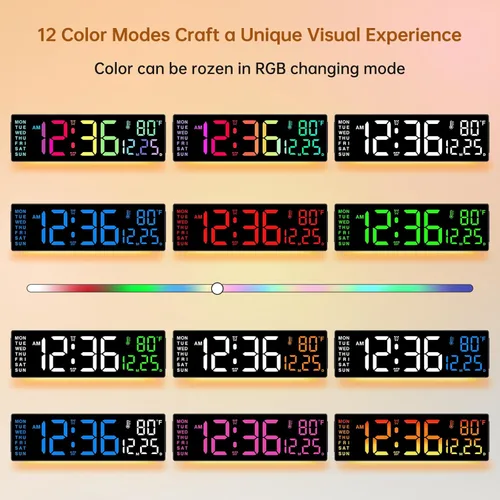 Miniatura 3 de Soobest Reloj de pared digital grande de 14.2 pulgadas, sincronización automática de hora/fecha/día, pantalla LED grande, temporizador de cuenta