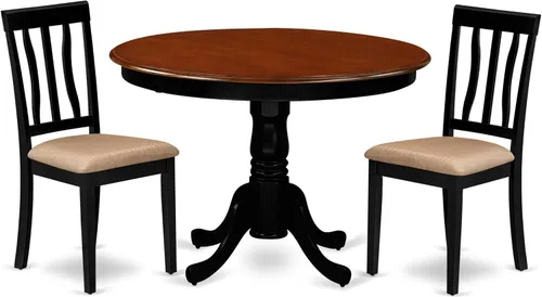 East West Furniture HLAN3-BCH-C - Juego de mesa de comedor, 3 piezas