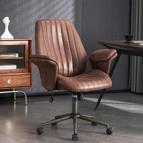 Silla de escritorio para oficina en casa, ruedas suaves, ergonómica, con soporte lumbar, altura ajustable, giratoria, reposabrazos ejecutivo, color
