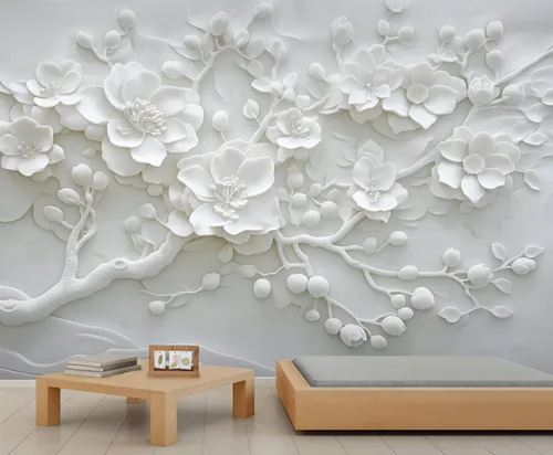 Miniatura 23 de Papel tapiz de pavo real, murales de pavo real de lujo, papel tapiz retro en relieve floral para niños y niñas, decoración de pared de dormitorio