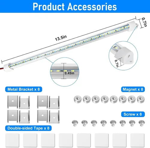 Miniatura 6 de Linkstyle 2PCS Barra de Luz LED Interior de 12V, Tira de Luz Delgada de 48 LEDs con Interruptor, Lámpara de Iluminación Blanca de 6500K
