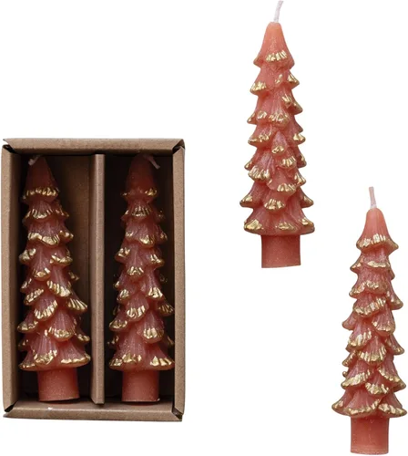 Miniatura 25 de Creative Co-Op Velas cónicas en forma de árbol sin perfume, color beige ponche de huevo, juego de 2 en caja Ponche de huevo beige