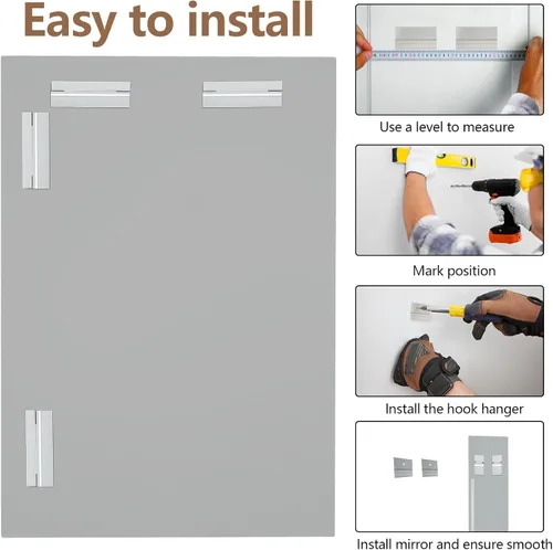 Miniatura 7 de Espejo rectangular sin marco de 22 x 30 pulgadas, espejo de baño biselado, espejo de pared sin marco con borde biselado de 1 pulgada para tocador