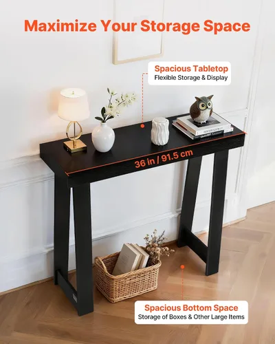 Miniatura 5 de VEVOR Mesa consola de 36 pulgadas, escritorio moderno detrás del sofá, escritorio de entrada rectangular de madera, soporte estrecho y largo
