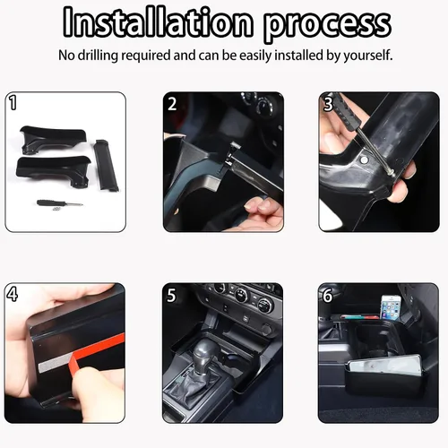 Miniatura 6 de Lcojicep Bandeja organizadora de palanca de cambios de consola central compatible con Toyota Tacoma 2016-2023, caja de almacenamiento lateral