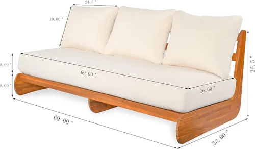 Miniatura 2 de Christopher Knight Home Poppy - Sofá de madera de acacia para exteriores de 3 plazas con cojín, sofá de madera para patio con cojín, cómodo sofá