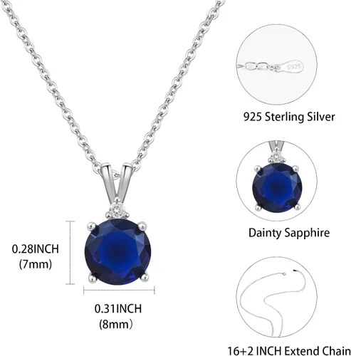 Miniatura 4 de 8mm Round Cubic Zirconia Sterling Silver Necklace Dainty Necklace Birthstone Jewelry Pendant Necklaces for Women