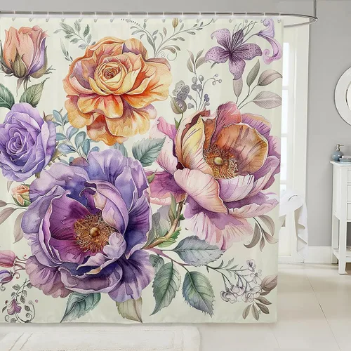 Miniatura 22 de Homewish Cortina de ducha de sirena azul con diseño de princesa sirena, juego de cortina de ducha para niños y adultos, cortina de baño subacuática