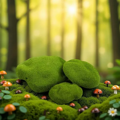 Miniatura 5 de 40 rocas de musgo artificiales, 4 tamaños de rocas de musgo falsas, decoración de musgo verde para arreglos florales, jardines de hadas