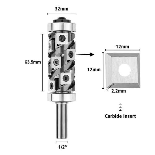 Miniatura 2 de SpeTool Broca de enrutador resistente con mango de 1/2, 14 piezas de insertos de carburo reemplazables, plantilla de patrón de rodamientos superior