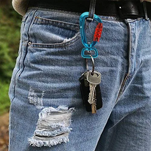 Miniatura 4 de Mosquetón con bloqueo automático de 2.5 pulgadas, 4.5KN 1011 libras con cierre giratorio para correa de perro, llavero, mochila
