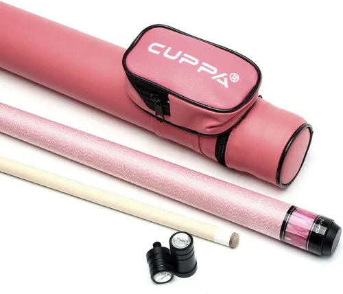 CUPPA Taco de piscina para mujer, puntas de 0.463 in/0.502 in con estuche rosa, juego de accesorios de billar (tiza/puntas/guante/toalla/protector
