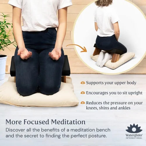 Miniatura 4 de Banco de meditación- madera de acacia, negro Zen Negro